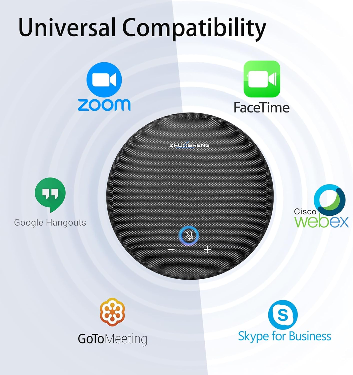 Conference Speaker and Microphone, USB Speakerphone with 10 Mics, 360° Pickup&Noise Reduction, Portable Conference Room Omnidirectional Microphone for 10 Compatible with Leading Platforms