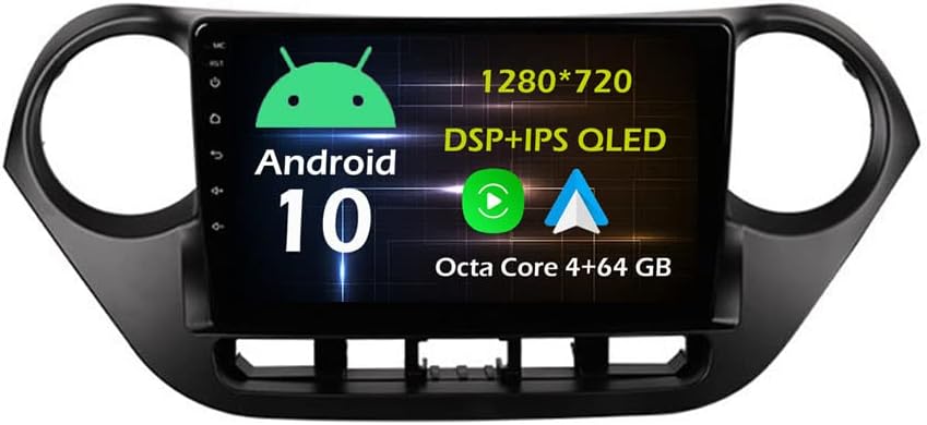 9'' Android Car Stereo Radio for Hyundai I10 2013-2016 Octa Core Android 10.0 HD Touchscreen Headunit supports GPS Navigation Carplay Android Auto Bluetooth SWC DSP USB AHD Backup Camera-4+64