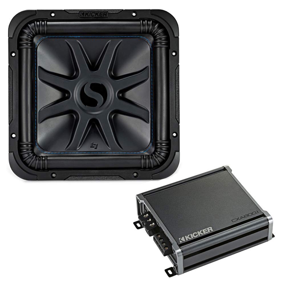 Kicker Bundle 44L7S124 Car Audio Solo-Baric 12 inches Subwoofer and CXA800.1 Sub Amp Bundle (Renewed)