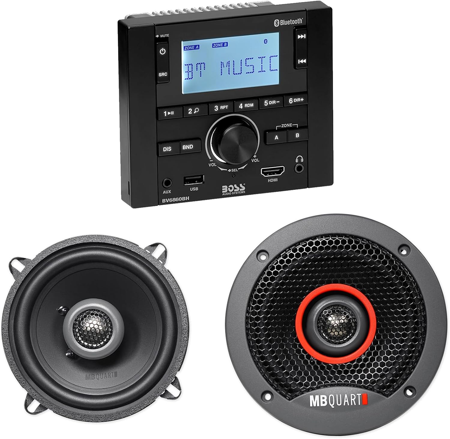 Audiosavings BV6860BH Bundle: 160-Watt Digital Media Bluetooth Receiver, AM/FM, Mobile Home RV Stereo, Pair FKB113 5.25