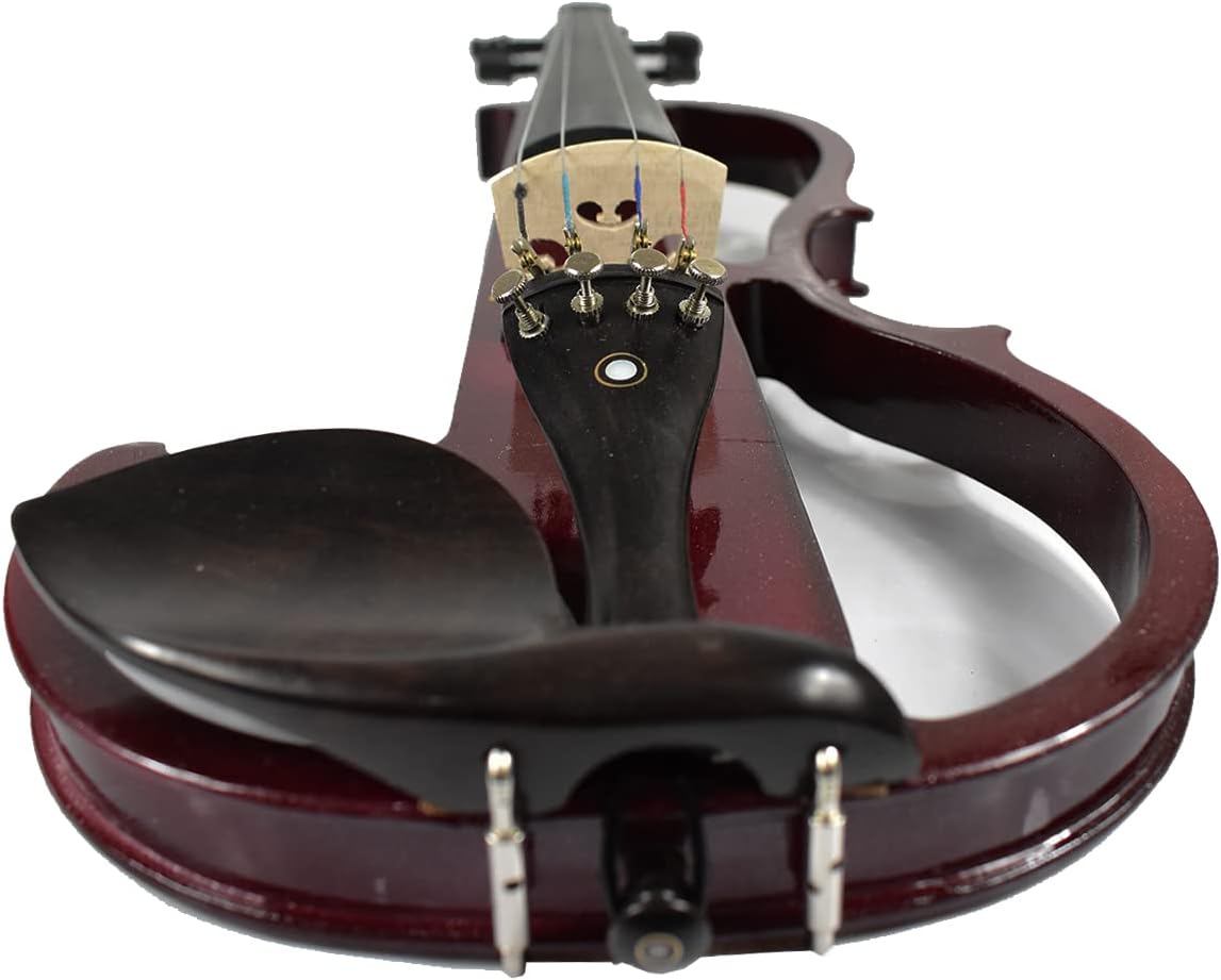 ENNBOM Beginner 4/4 Electric Violin Ebony Silent Violin Electric Violin Introductory Set (Wine red)