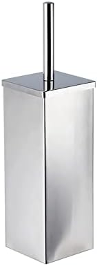 Stainless Steel Toilet Brush Long Barrel Body Free Punching Pendant Toilet Brush Square Silver Floor-Mounted Toilet Brush Holder