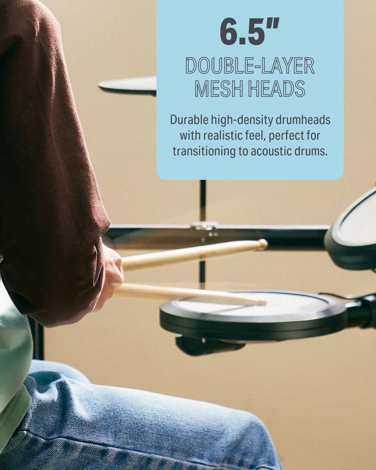 Donner Electric Drum Set, DED-70 Electronic Drum Kit for Beginner with 150 Sounds, 4 Quiet Mesh Pads, 9