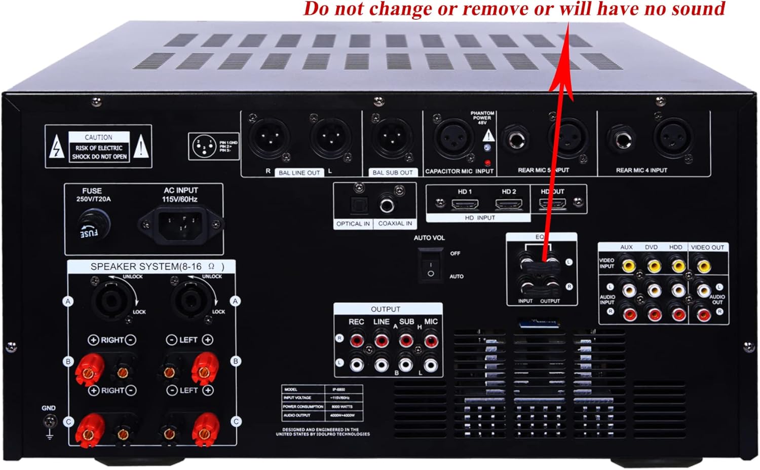 IDOLmain IP-6800 8000W Professional Digital Echo Console Karaoke Mixing Amplifier with 10 Band Equalizer, Phantom Power/HDMI/Optical Inputs