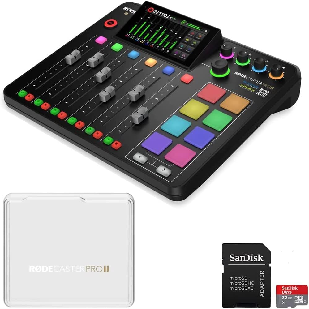 Rode RODECaster Pro II Integrated Audio Production Console with RODECover II, 32GB microSD Card and StreamEye Polishing Cloth
