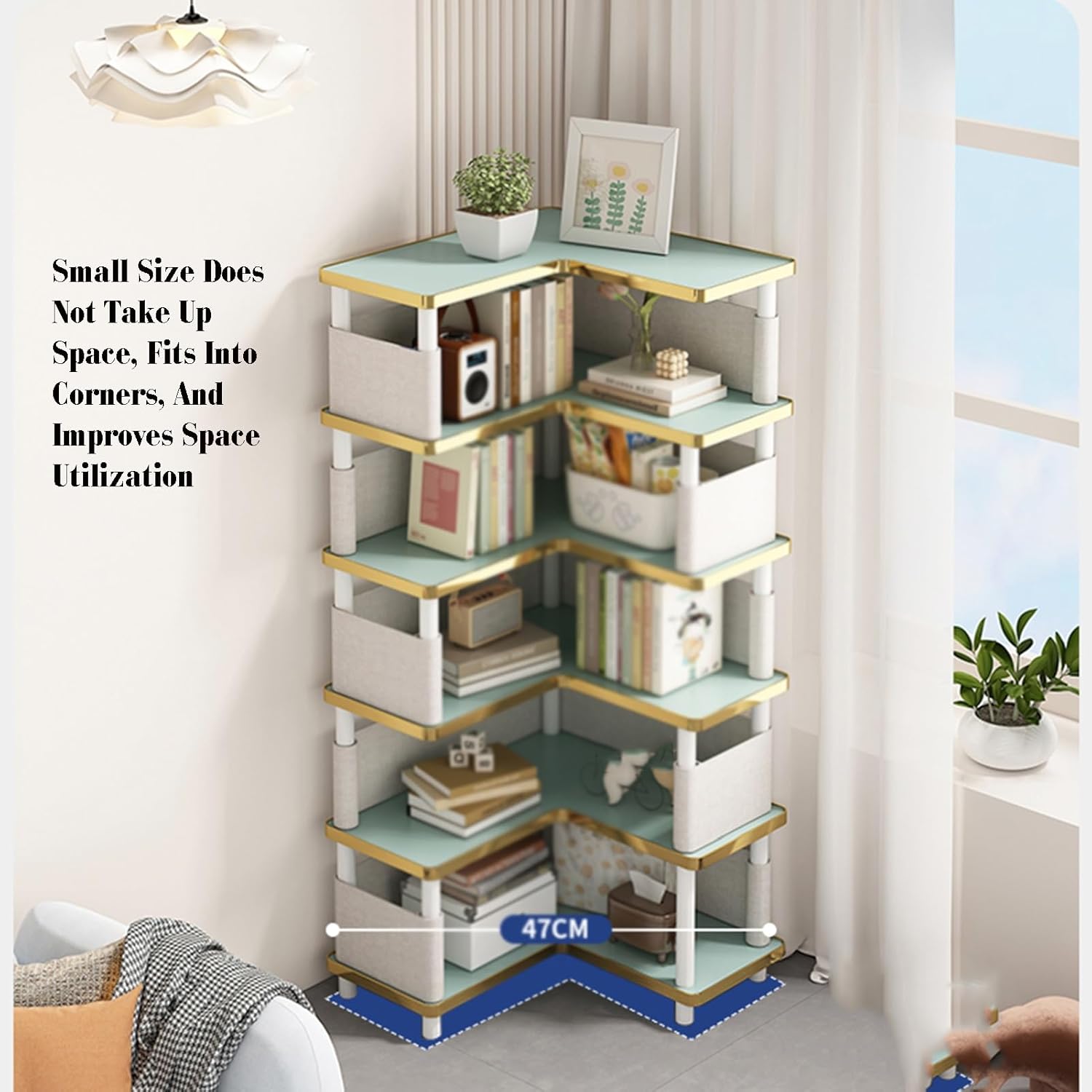 Corner Bookshelf,4-6 Floors Shelf Bookcase,Large Corner Cupboard,The Structure is Solid,No Shaking,Large Storage,Can Store More Books(18.50x18.50x35.23in) ()