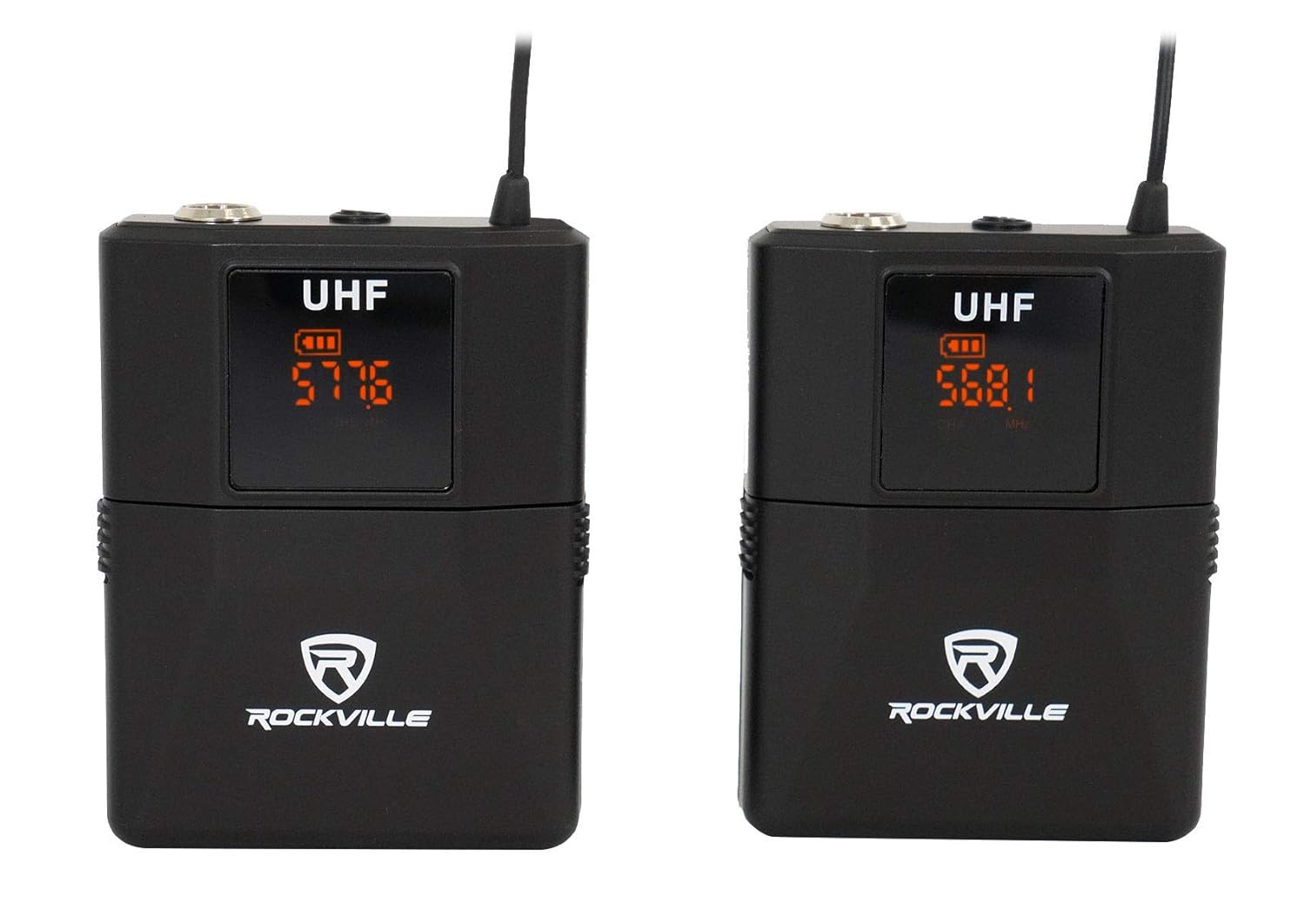 Rockville RWM81U Dual UHF Wireless Headset & Guitar Microphone System, LCD Display, Long Range, for Live Performances & Presentations
