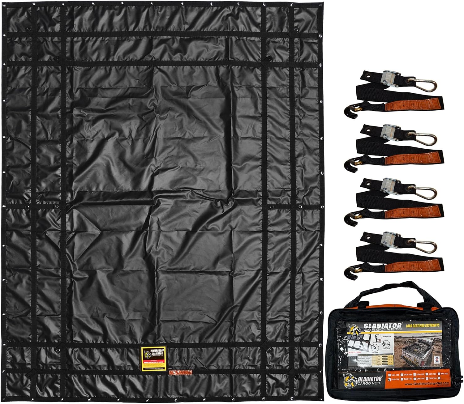 Waterproof Gladiator Cargo Net - Heavy Duty Truck Tarp (7.3' x 9.3' (for 5x8 ft Trailers))