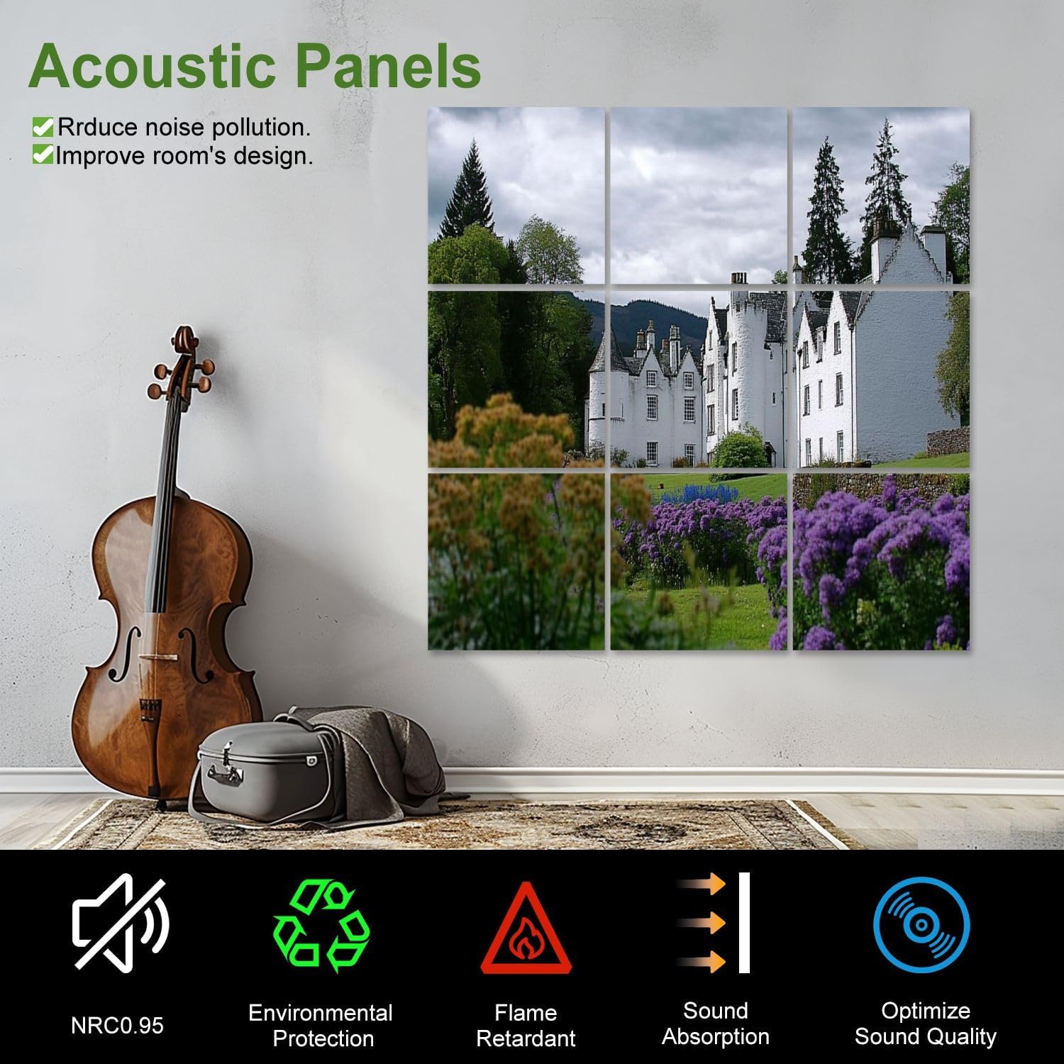 Art Acoustic Panels Self Adhesive blair castle scotland landscape pictures royalty photos 9 Packs Decorative Soundproof Wall Panels Large Sound Absorbing Panels for Home Office 60