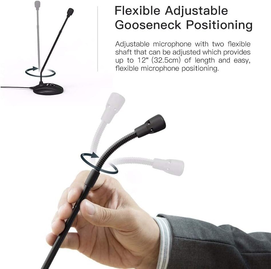 Gooseneck Microphone for Teaching Classroom Online Meeting Video Social USB for Laptop Height Adjustable Vocal Microphone, Black