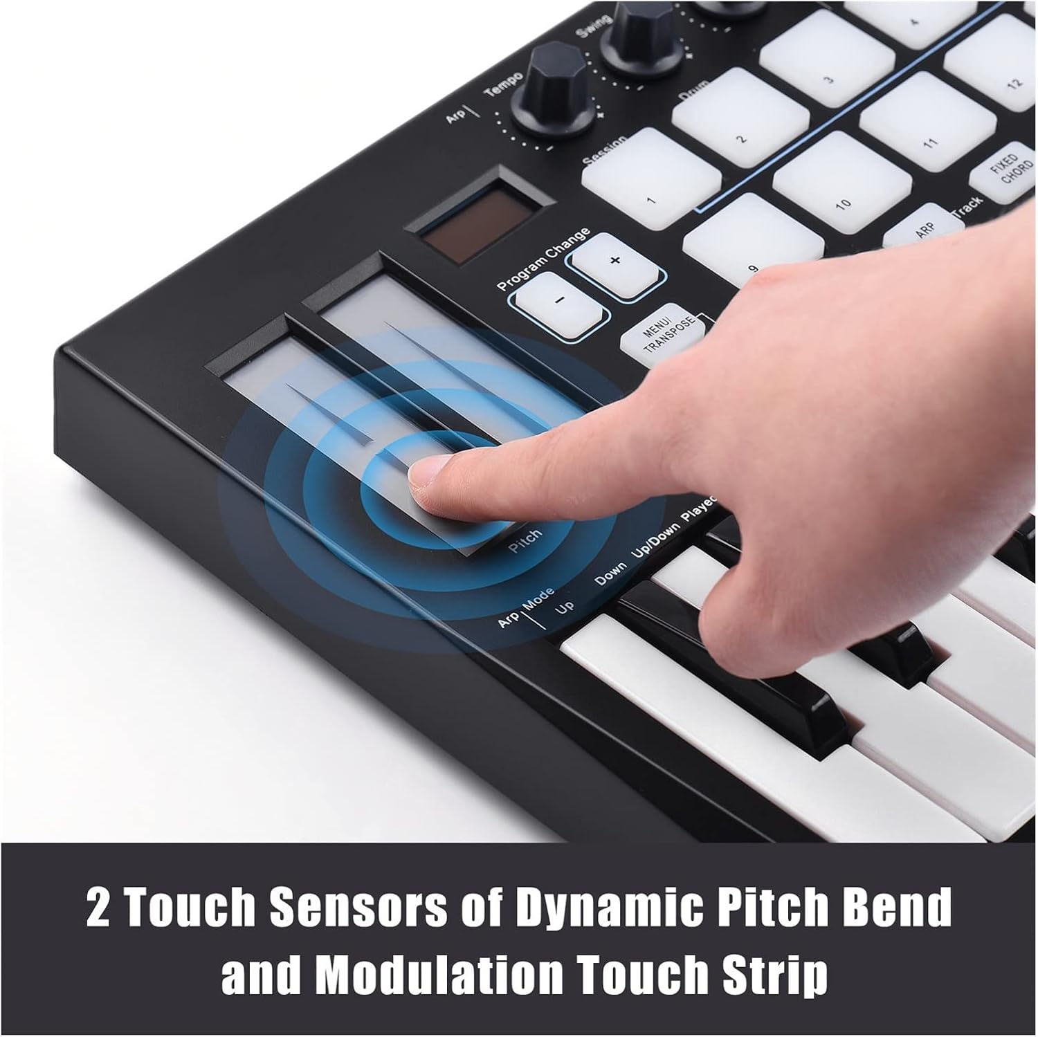 Keyboard Piano 25 Portable 25-Key USB MIDI Keyboard Controller with 16 RGB Backlit Trigger Pads 8 Assignable Control Knobs