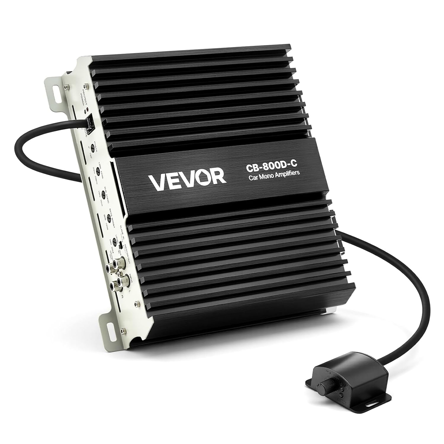 VEVOR Monoblock Car Amplifier, 800W RMS MAX, 1/2/4 Ohm Stable, 1-Channel Class D Car Audio Amplifier with Remote Subwoofer Level Control, Low Pass Filter, Bass Boost & Phase Shift, Volume Controller
