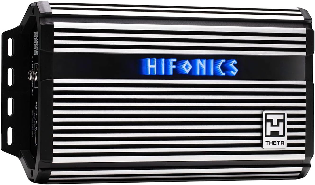 Hifonics ZTH-1225.1D Zeus Theta Compact Mono Channel Car Audio Amplifier (Silver) – Class D Amp, 1200-Watt, Onboard Electronic Crossover, Built-in Bass Control, Bass Remote Included