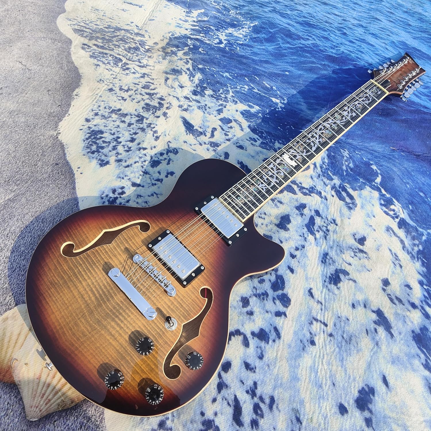 Electric Guitar, Semi-Hollow Body, Flamed Maple Top，12-string