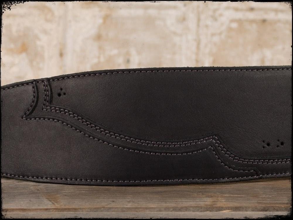 Anthology Gear Walk the Line Vintage Full Grain Leather Guitar Strap - For Electric, Acoustic, and Bass Guitars Carbon Black Color