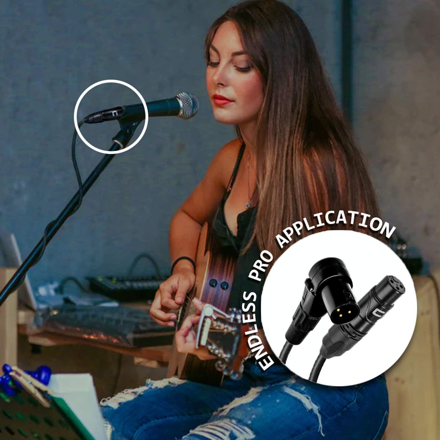 Balanced XLR Cable Right Angle Male to Straight Female - 100 Feet Pink - Pro 3-Pin Microphone Connector for Powered Speakers, Audio Interface or Mixer for Live Performance & Recording