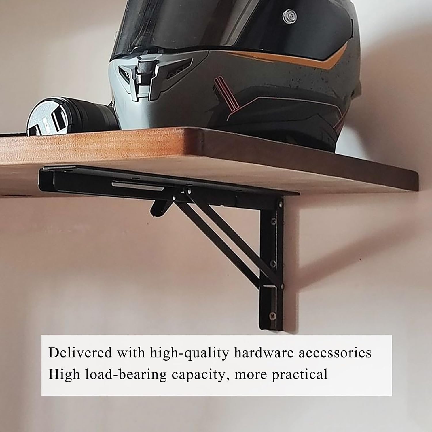 Wall Mount Desk Wall Drop Leaf Table Solid Wood Wall Mounted Folding Dining Table with Rounded Corners Space Saving Kitchen Table with Metal Stand Extendable Floating Table for Small Spaces(120*30cm/4