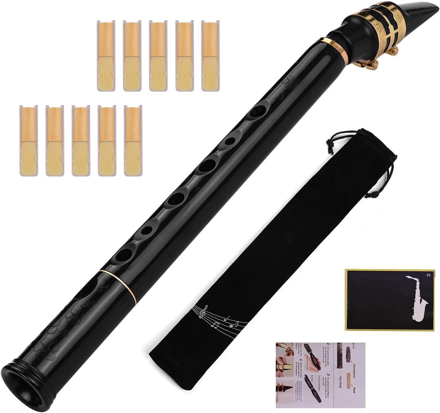 C Key Mini Pocket Saxophone Sax ABS Material with Mouthpieces 10pcs Reeds Carrying Bag Woodwind Instrument Student Saxophone