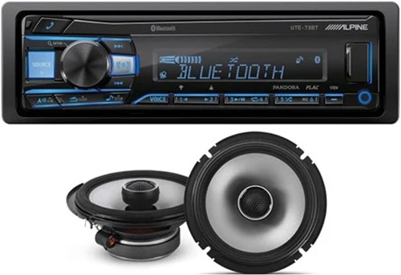 Alpine UTE-73BT in-Dash Digital Media Receiver Bluetooth & S2-S65 6.5
