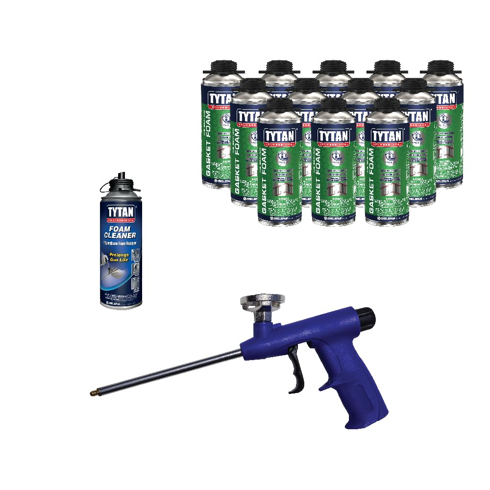 TYTAN Professional Gasket Insulating Foam Sealant, 14 oz. Gun Aerosol Can (Case of 12 Cans, Eco Gun, Foam Cleaner)