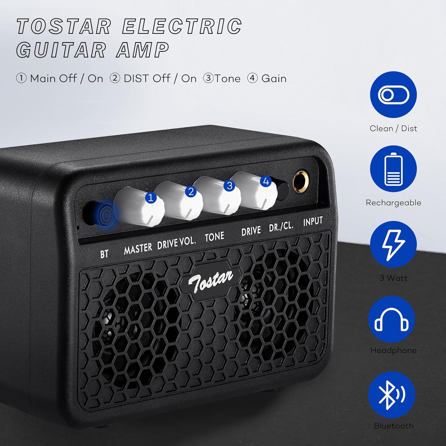 Tostar Electric Guitar Full Size Kit for Beginners 6 String with Amp SSH Pickup with Gig Bag,Capo,Tremolo,Tuner, Strap, Picks Blue Electric Guitars Stratocaster 39