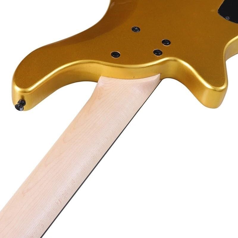 43 Inch Electric Bass Guitar, Solid Okoume Wood, High Gloss Champagne Gold Finish, Canada Maple Neck, 24 Frets(M3 5 string)