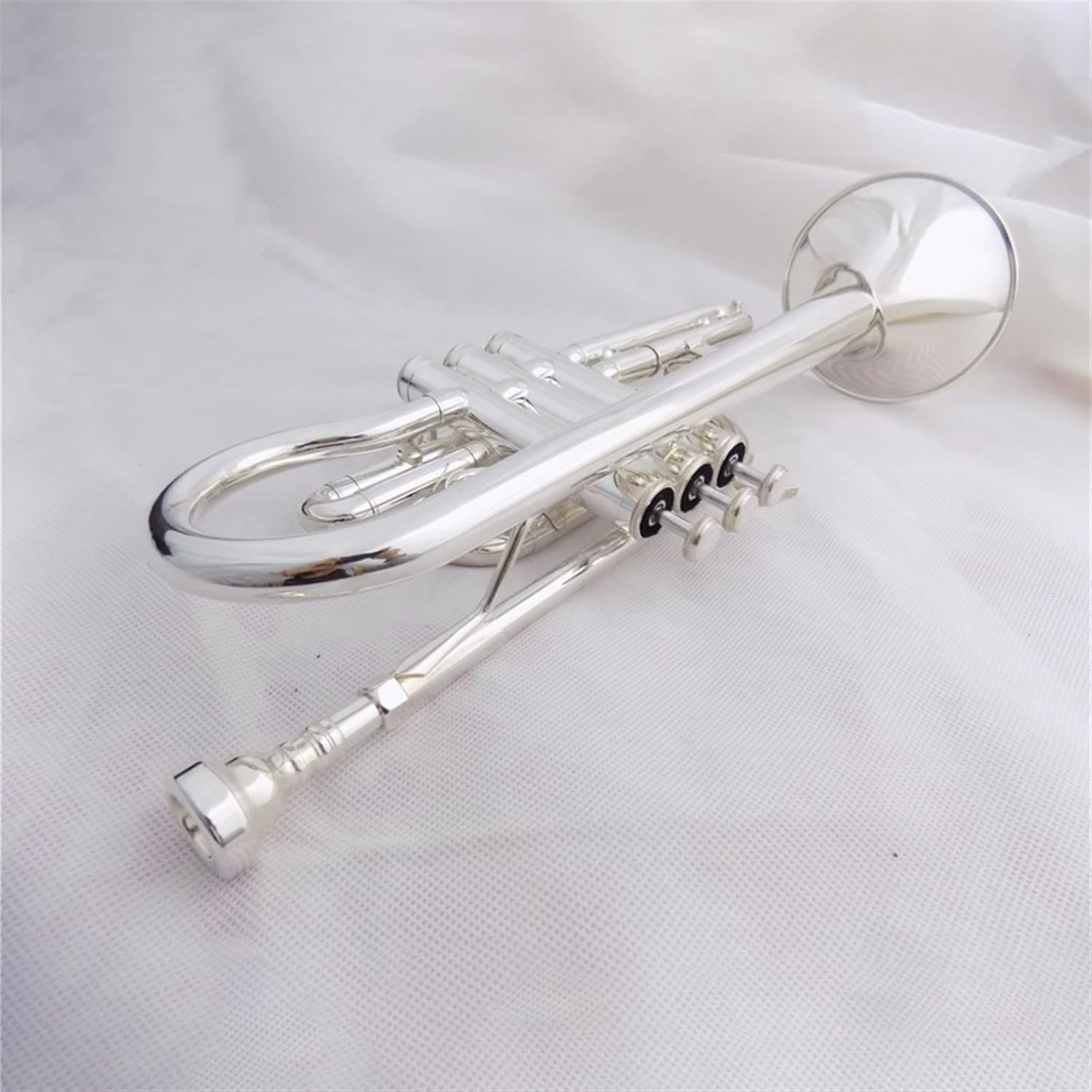 TSTS Bb Brass Cornet Trumpet Instrument Silver Plated with Case and Mouthpiece Musical Instruments Professional Trumpet