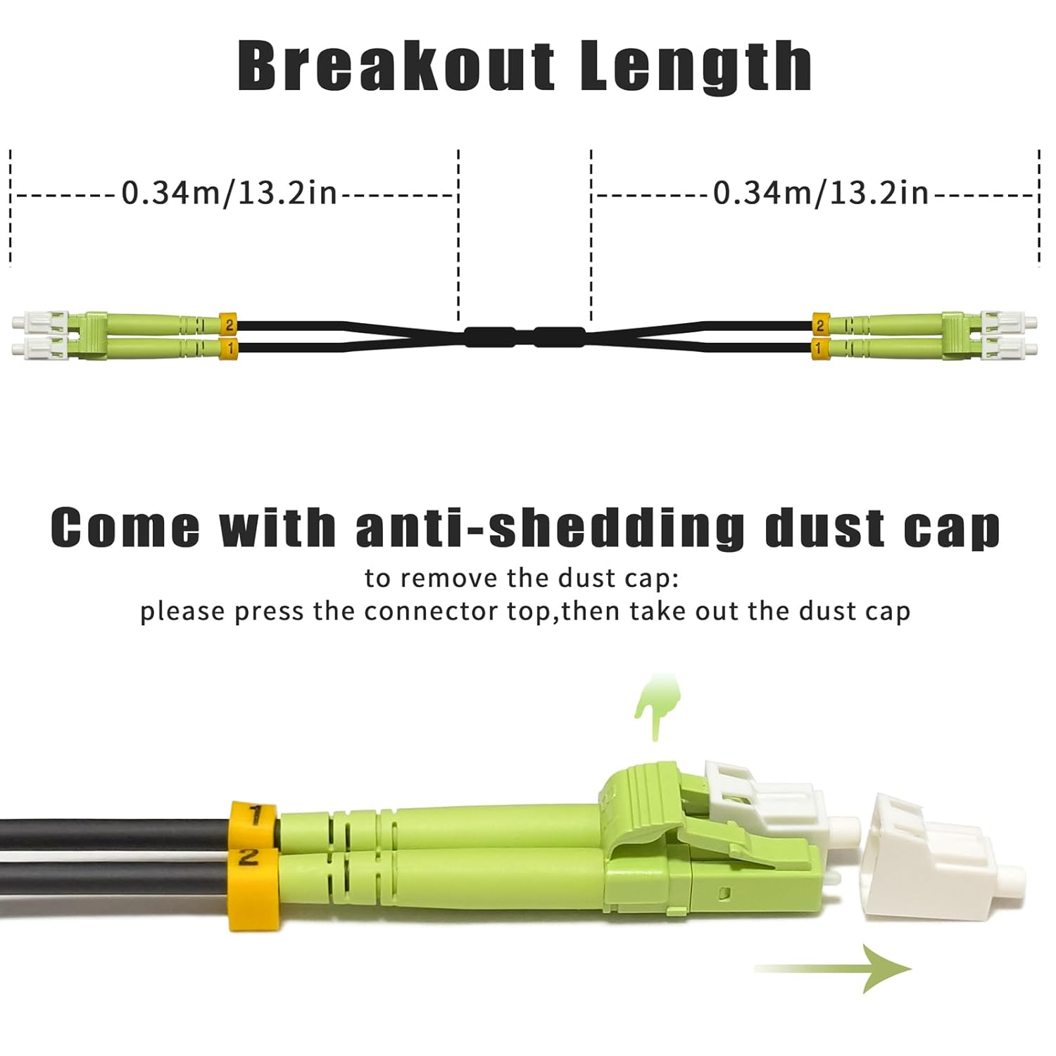 165ft/50m OD-5mm Industrial TPU 40Gb 100Gb OM5 Fiber LC to LC Outdoor Armored Fiber Patch Cable, Duplex Multimode Wideband Fiber Optic Cable, 50/125, LC-LC with Pulling Eye Kit Installed on one end