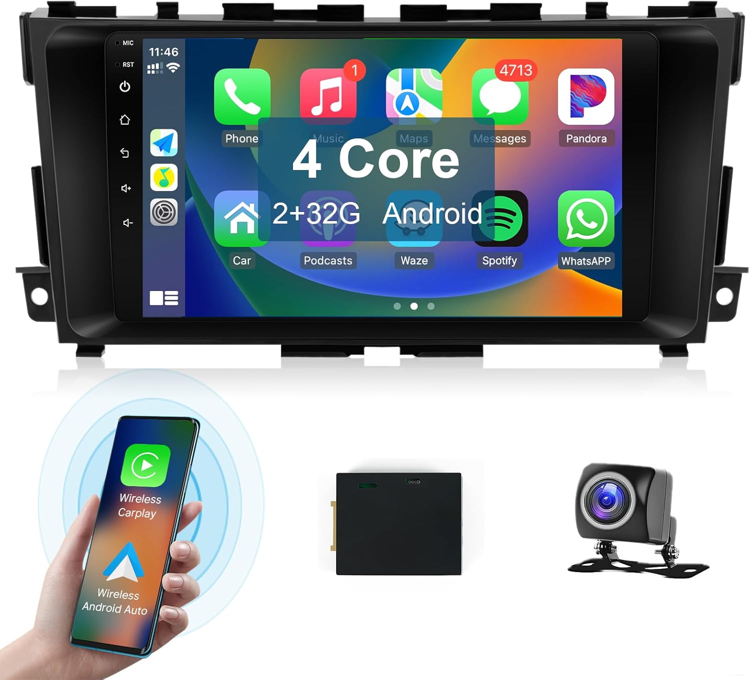 Leadfan Car Radio for Nissan Altima 2013-2018 Stereo Replacement with Wireless CarPlay Android Auto, 9'' Touchscreen in-Dash Bluetooth WiFi GPS Navigation SWC Backup Camera MIC FM Pantalla