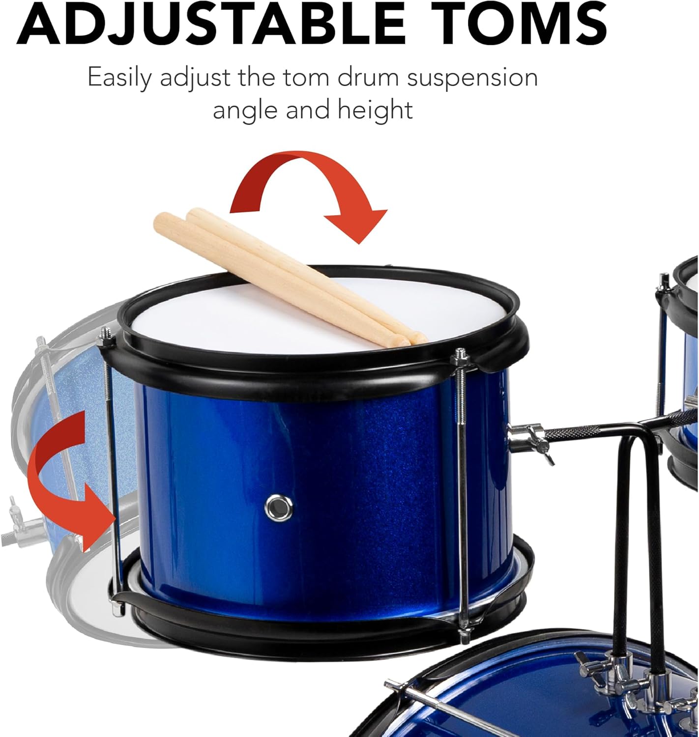 Best Choice Products 3-Piece Beginner Drum Set for Kids Juniors, w/Throne Stool, Cymbal, Drum Sticks, Bass Drum Pedal, 2 Toms - Blue