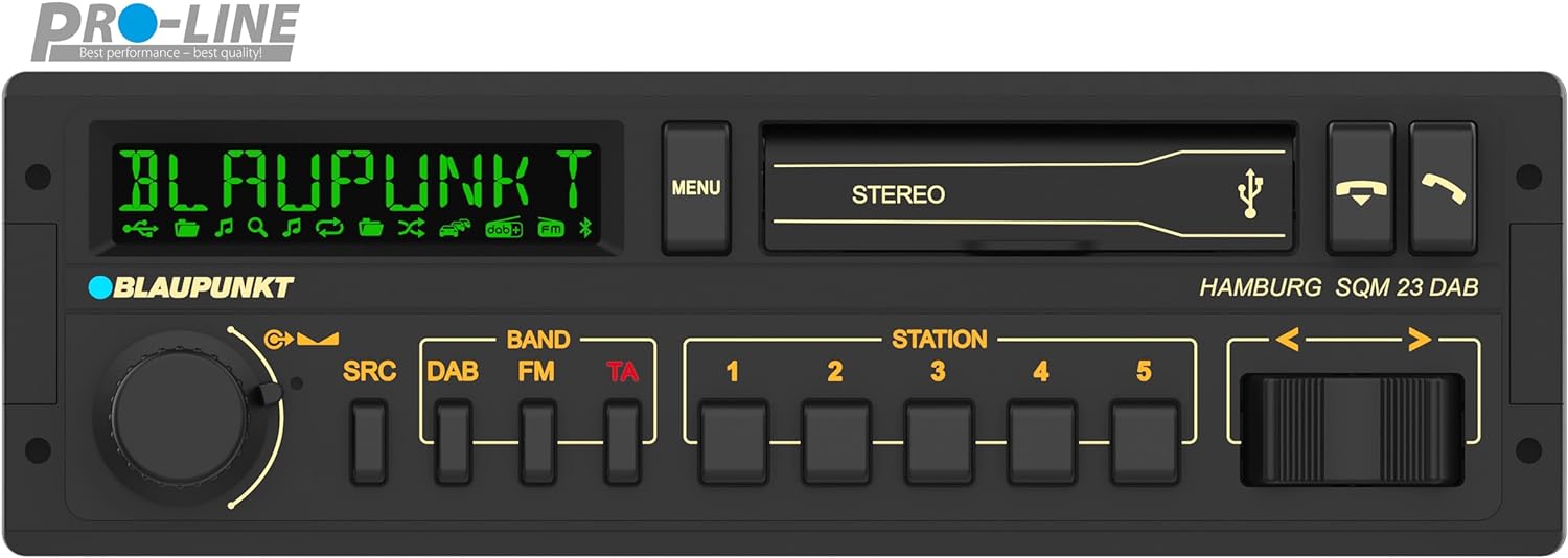 Blaupunkt Hamburg SQM 23 DAB Retro Car Radio: 80s Design with Modern Technology, DAB+, Bluetooth, and USB Support