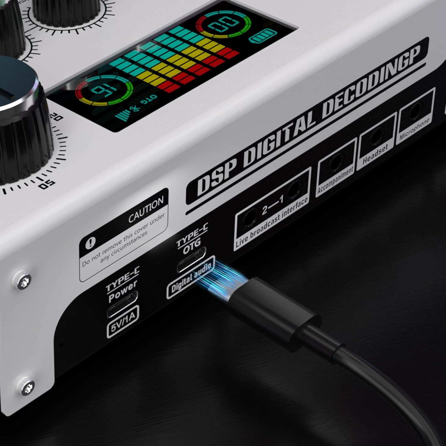 Streaming Audio Mixer, LCD Gaming Audio Mixer Interface, Live Sound Card with Bluetooth, 48V Phantom Power for Live Streaming Podcast, Recording, Gaming