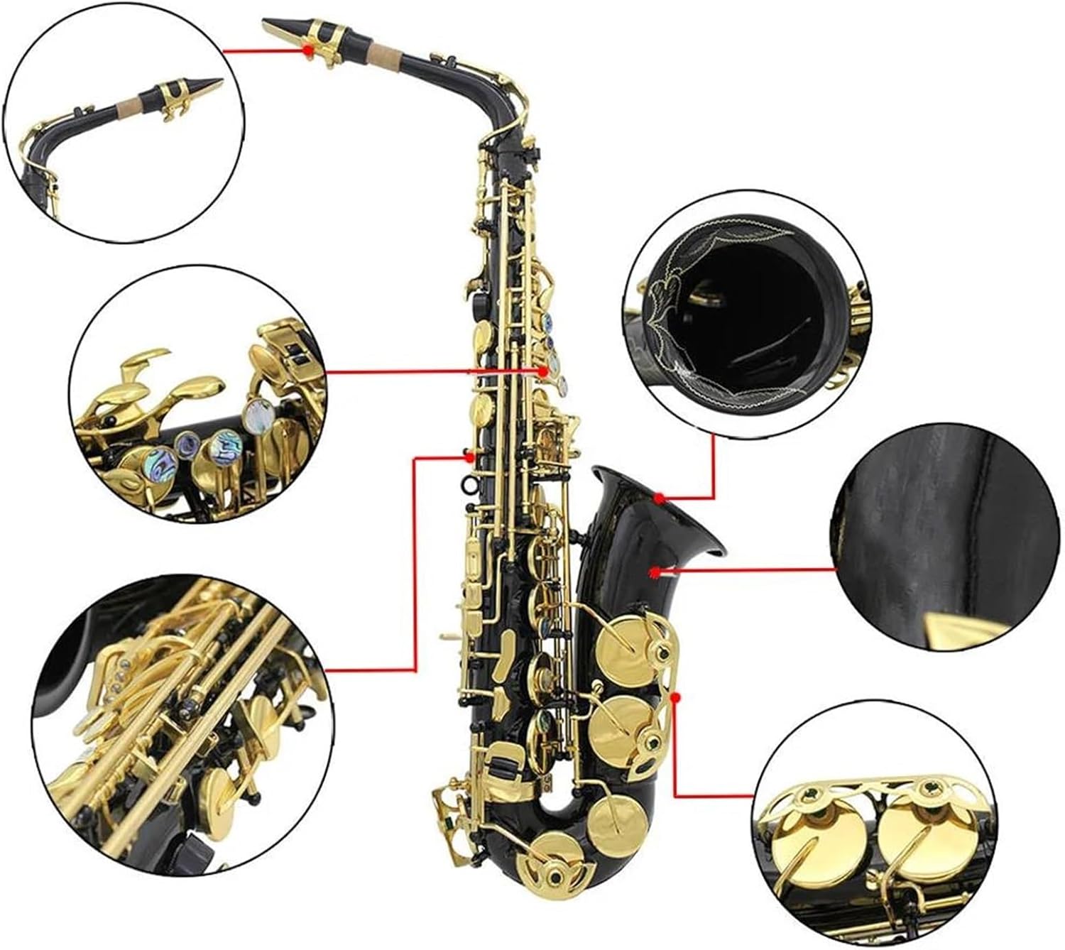 Brass Engraved Eb Alto Saxophone Buttons Wind Instrument With Case Stock With Sax Accessories