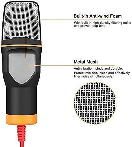 Recording Microphone,3.5mm Cable Stereo Microfone for Podcast Singing Recording Mic with Desktop Tripod
