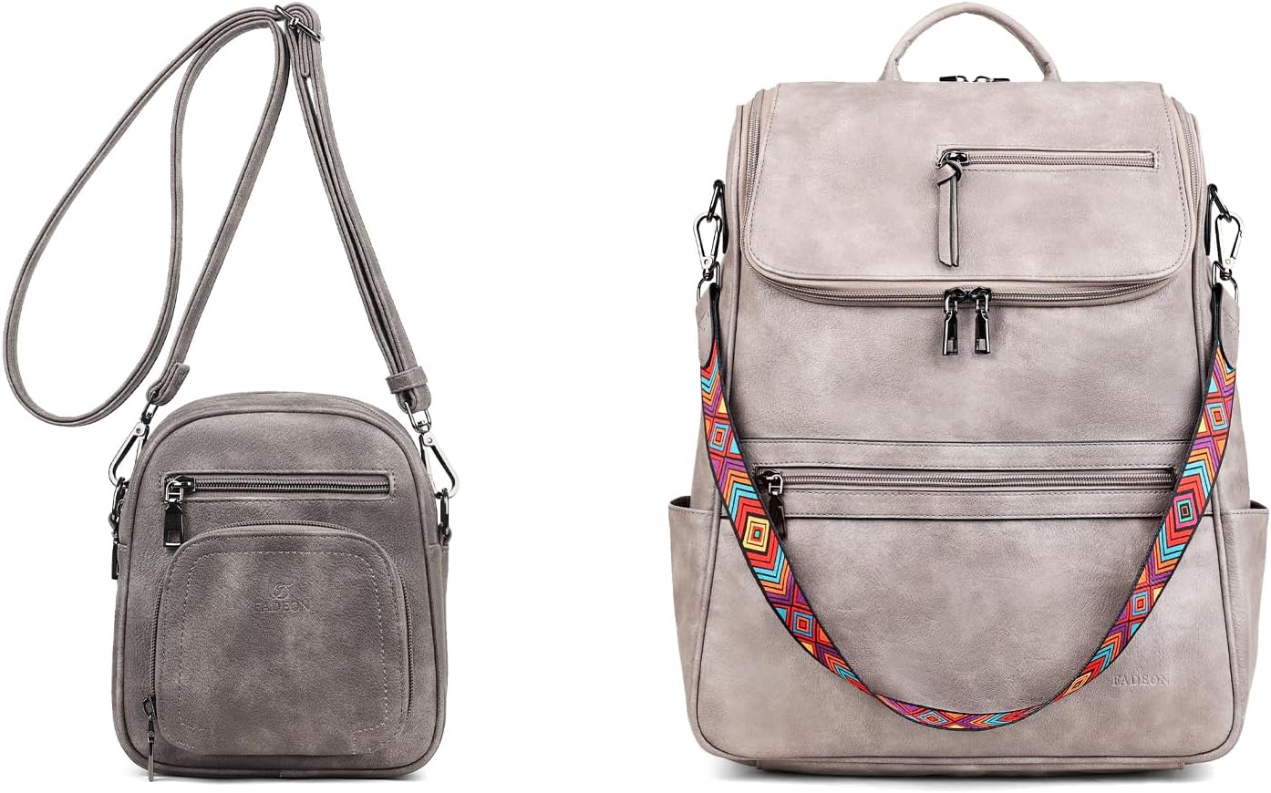 FADEON Small Purses for Women & Laptop Backpack Grey Collection