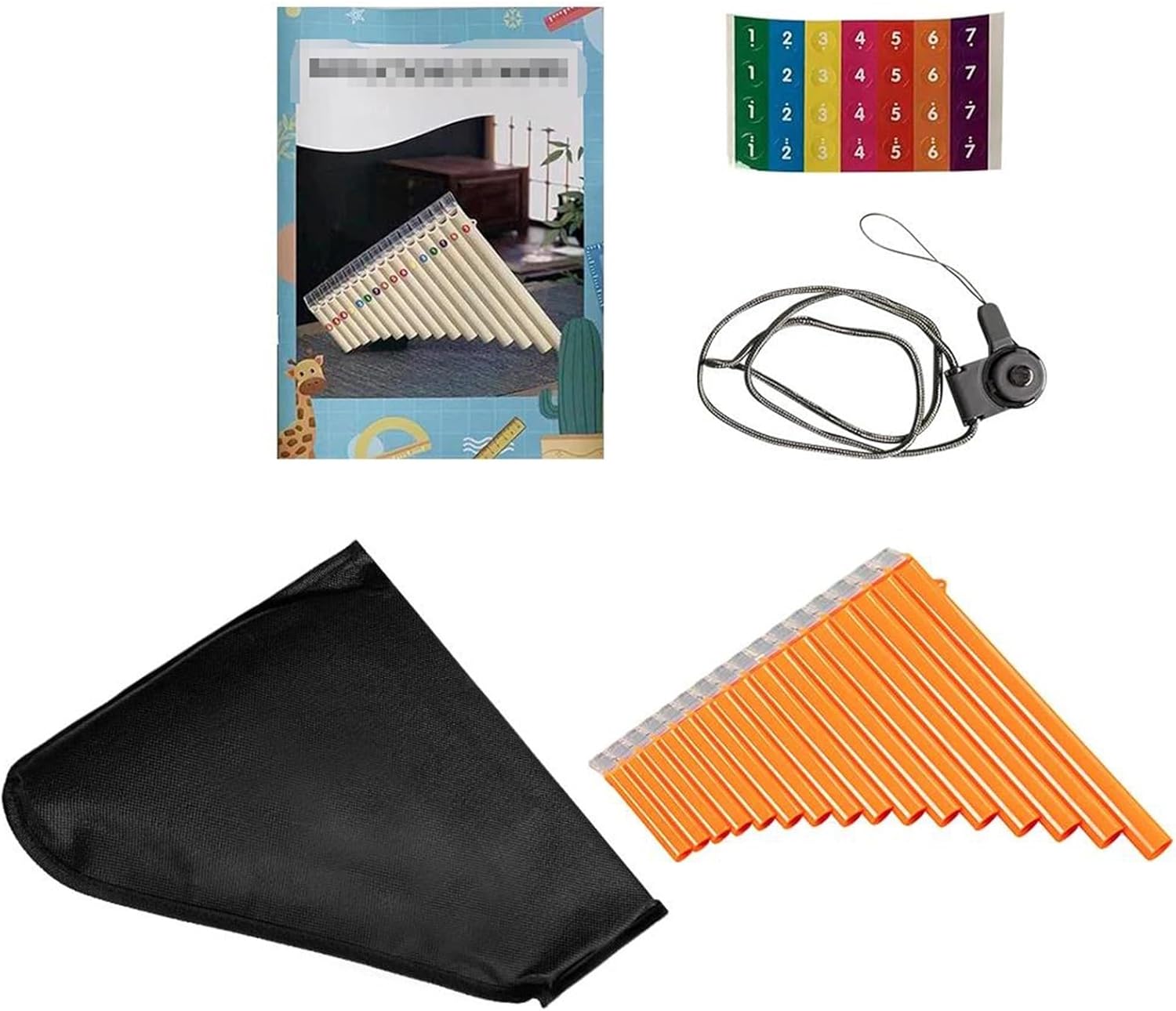 16-Pipe Pan Flute Pan Pipes Panpipes Chinese Traditional Woodwind Instrument With Carry Bag Musical Instruments (Color : Black)