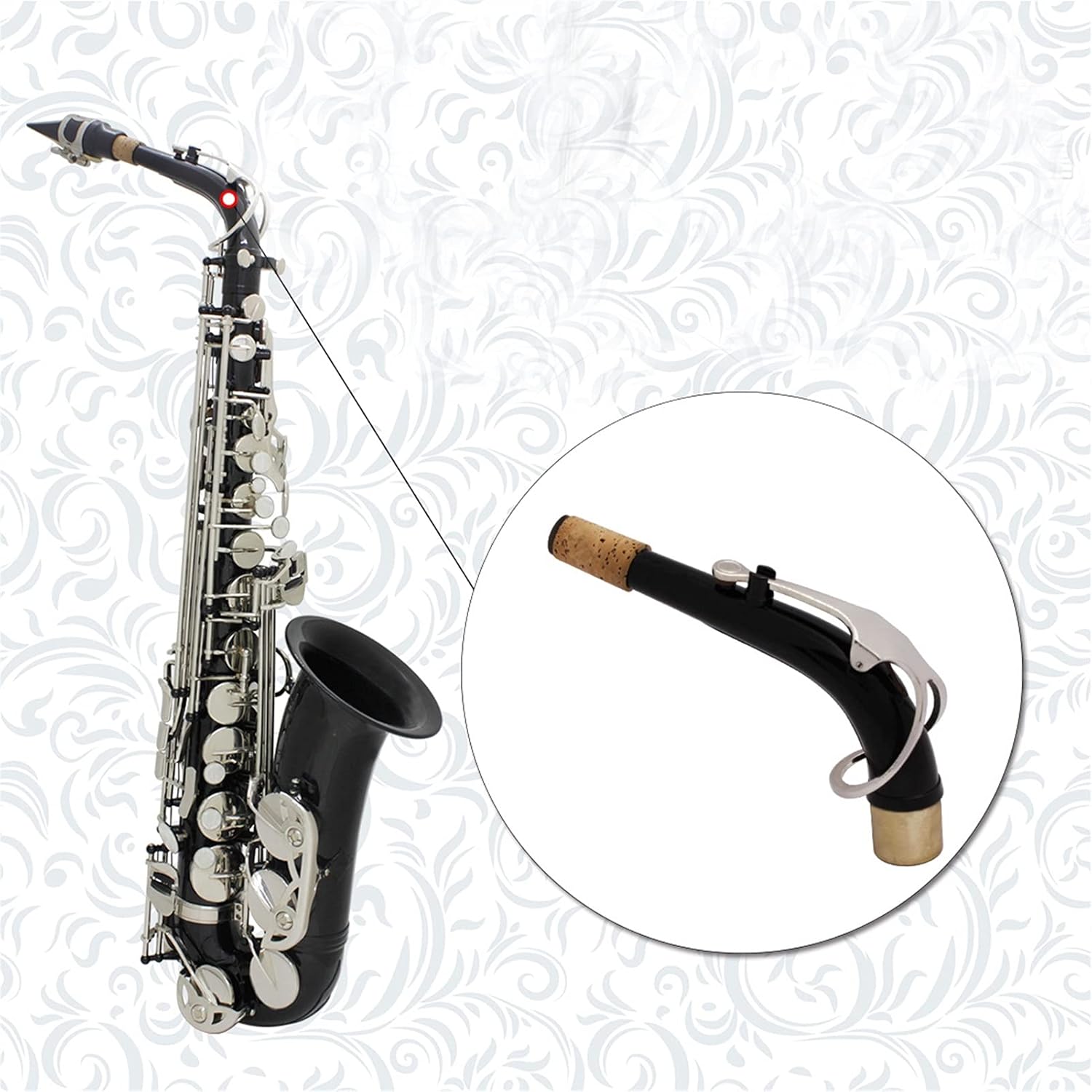 Alto Saxophone Black Gold Black Silver Wind Instrument Mouth Wind Instrument Brass Wind Instrument Suitable for Grading Performance Saxophone Straight (Color : Black Silver)