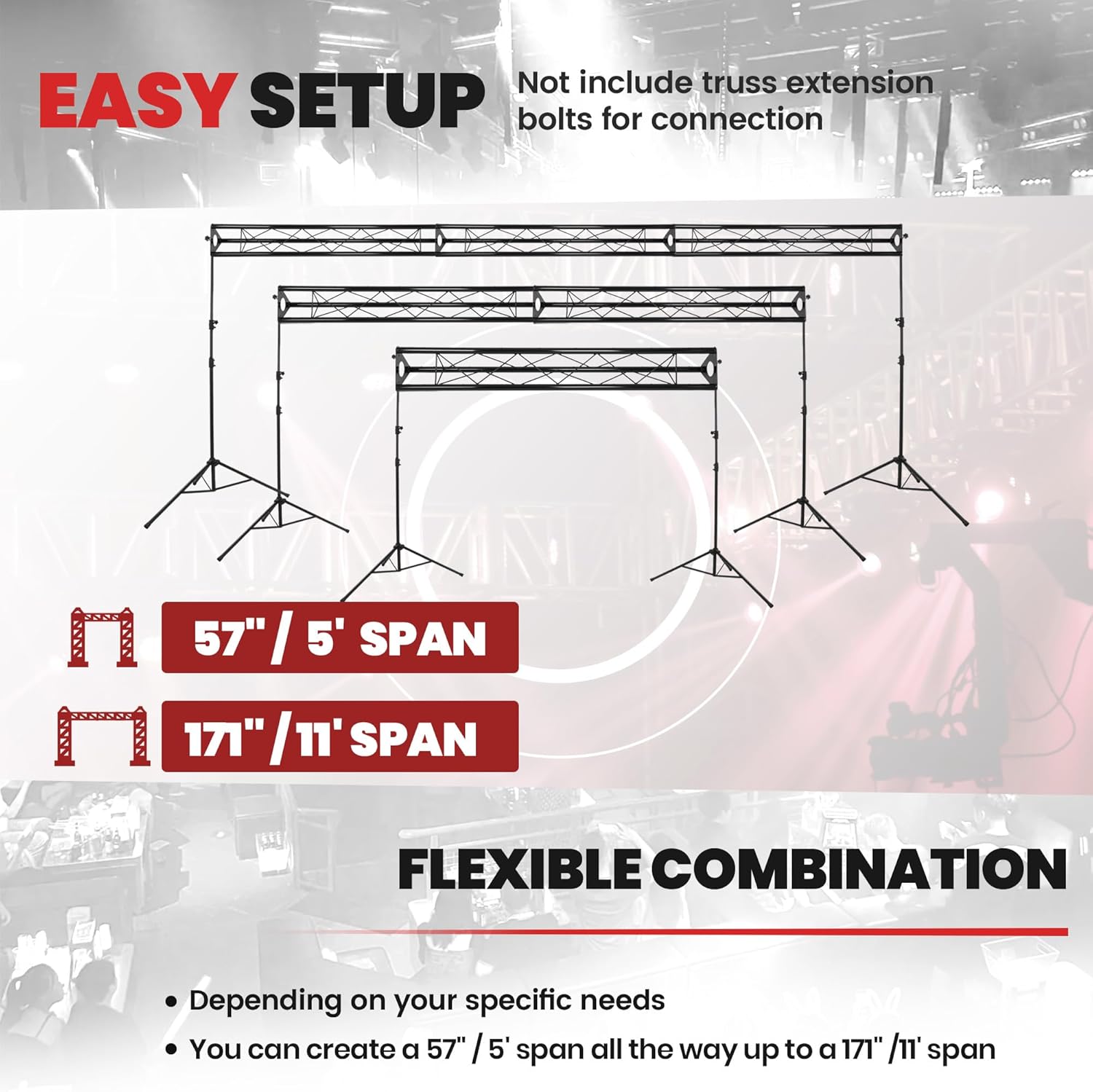 KUAFU 3 x 5ft Triangle Truss for DJ Booth Lighting System Stand and Live Stream, Mobile Steel Triangle Bolted Truss, Black