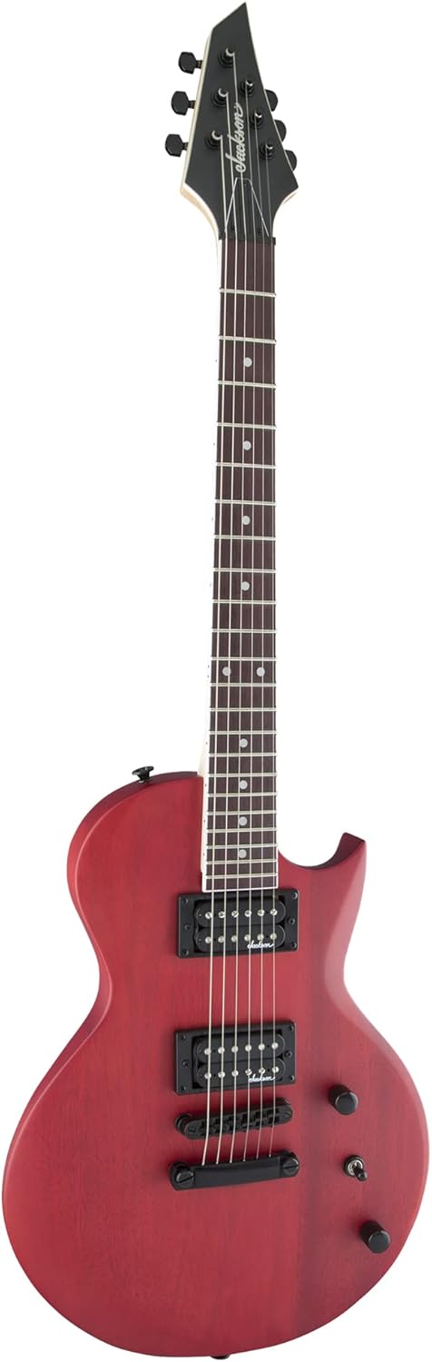 Jackson JS Series Monarkh SC JS22 Electric Guitar Red Stain Bundle with Instrument Cable, Strap, Clip-on Tuner, Picks, and Austin Bazaar Instructional DVD