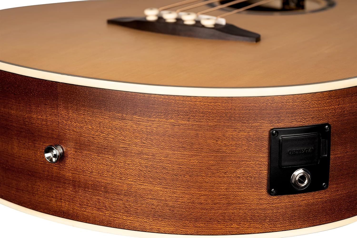 Ortega Guitars Deep Series 4 String Acoustic Bass Guitar, Right-handed, Natural, (D7CE-4)