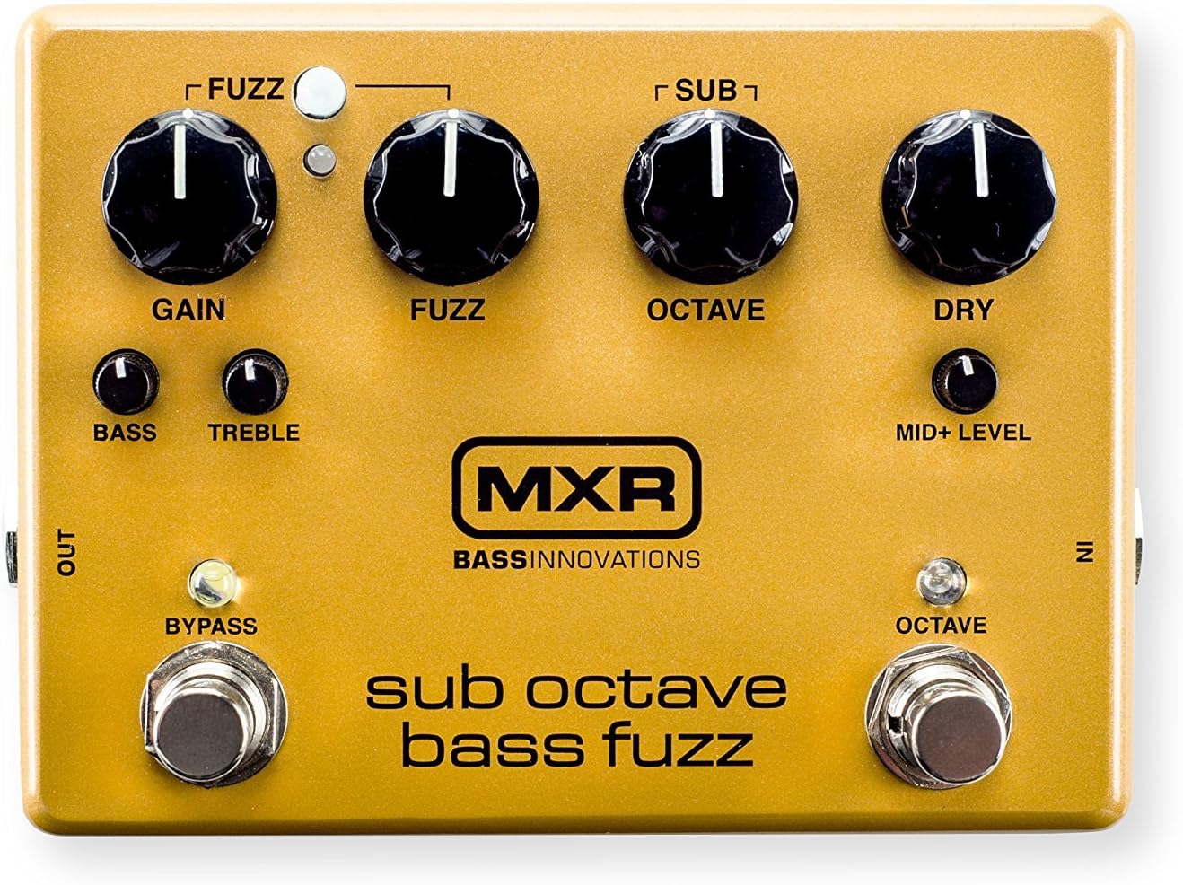 MXR M287 Sub Octave Bass Fuzz Bundle with 2 MXR Patch Cables and Dunlop Super Bright Bass Strings, Nickel Wound (Medium .045–.125, 5 Strings/Set)