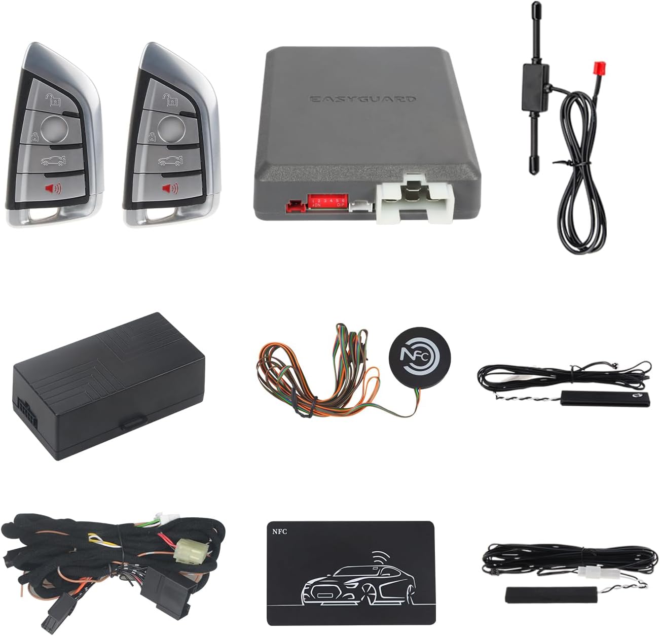 EASYGUARD EC211PP-BM2-NFC-D1 CAN Bus Smart Key PKE Passive keyless Entry Remote Starter fit for Push to Start BMW 3 Series F30 12-18 II F31 12-18 II F34 13-20 II F35 12-19 with Automatic Transmission