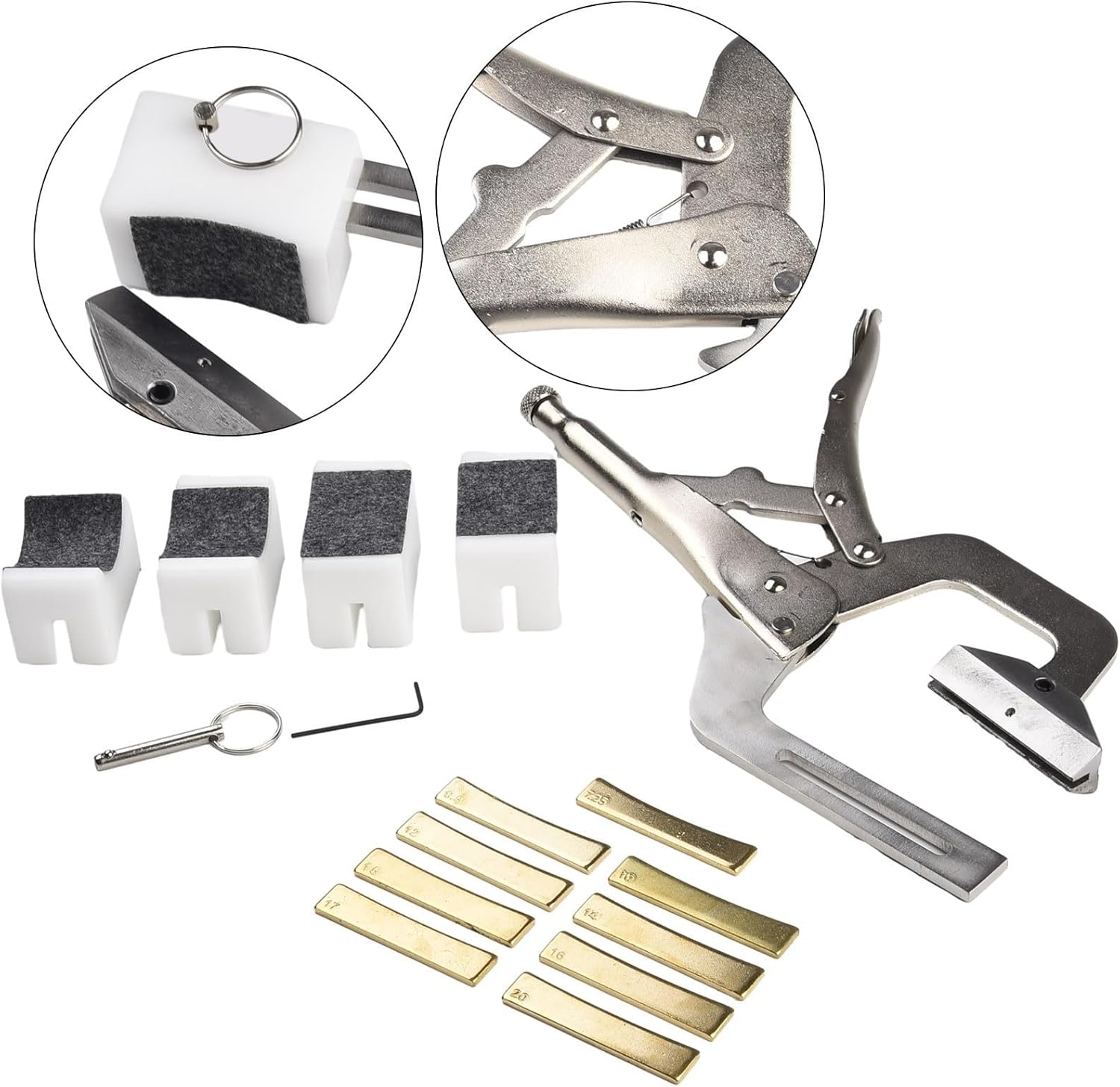 Fret Press Tool, Handheld Fret Press with Adjustable Thumbwheel Clamping Fret Installation Tool for Electric Acoustic Guitar Bass(Fret Press with 9 Radius Inserts)