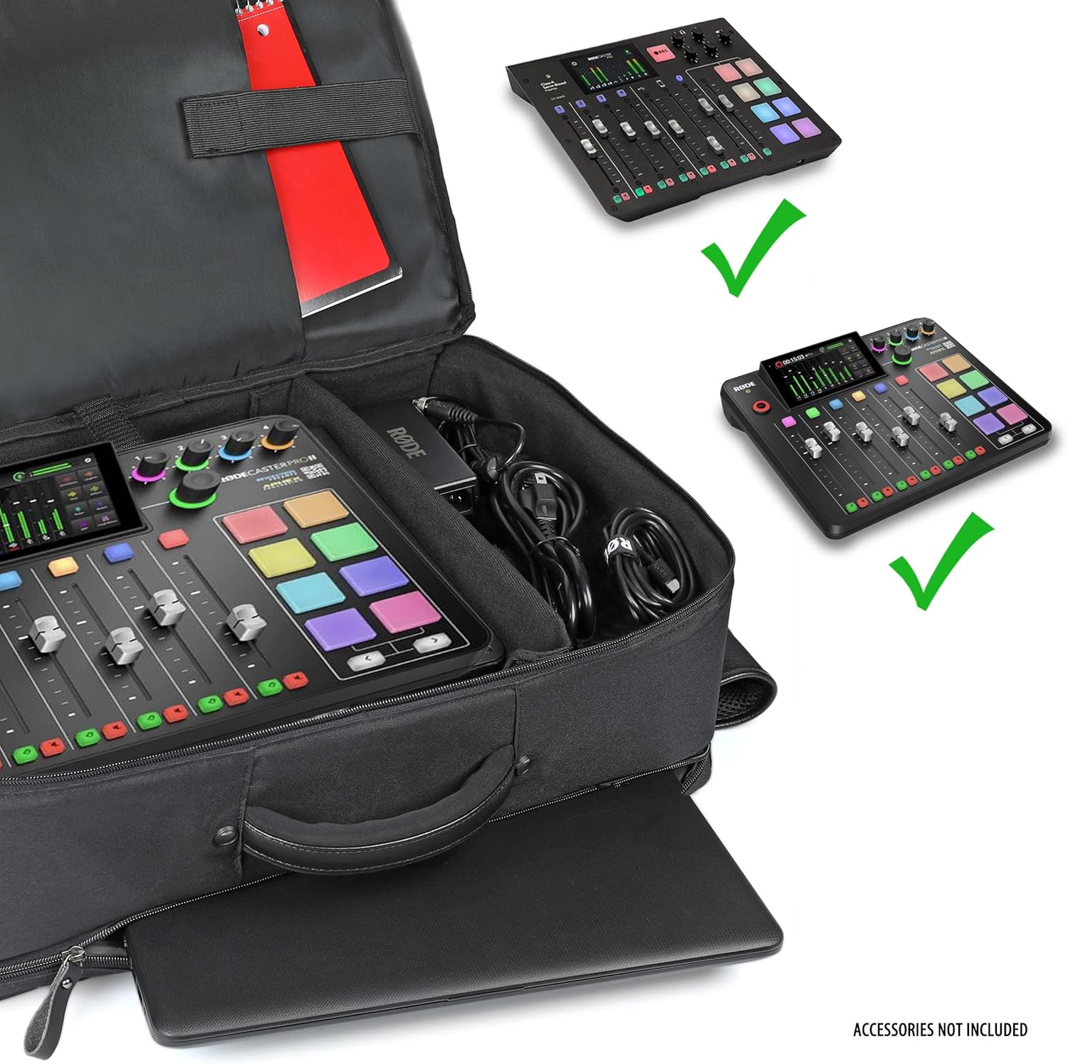 GOgroove Audio Mixer Backpack - Podcast Mixer Travel Case Compatible with RODECaster Pro, RODECaster Pro II, Podcast Microphone & More Podcast Equipment with Customizable & Scratch Resistant Interior