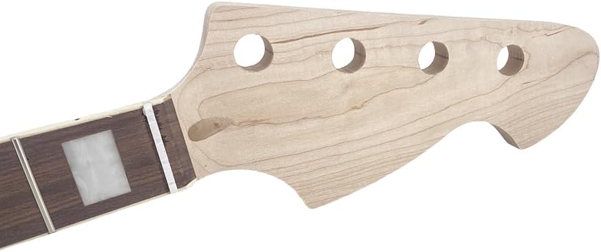 Yinfente Bass Guitar Neck 20fret 34inch Maple Rosewood Fretboard Block Inlay DIY Guitar Block Inlay (Rosewood Fretboard)
