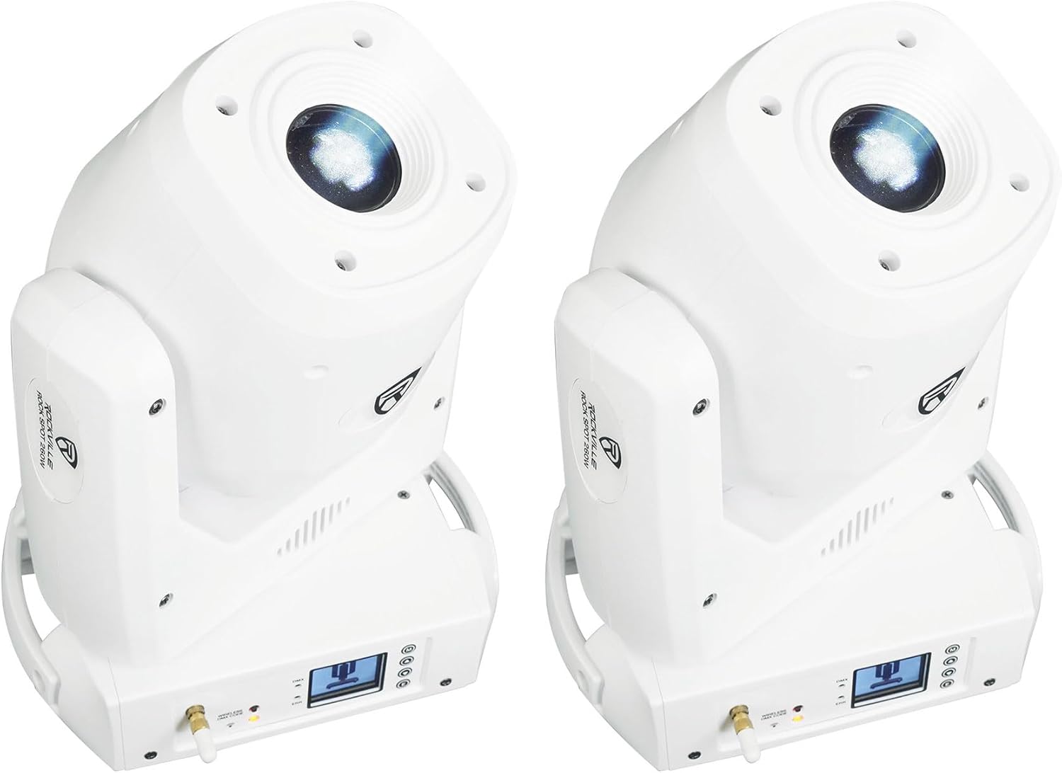 Rockville Rock SPOT 260W White Moving Head Light, Wireless DMX, Prism Effect, GOBO Overlay, Zoom Focus, for DJs, Clubs, and Stage Productions, 2-Piece