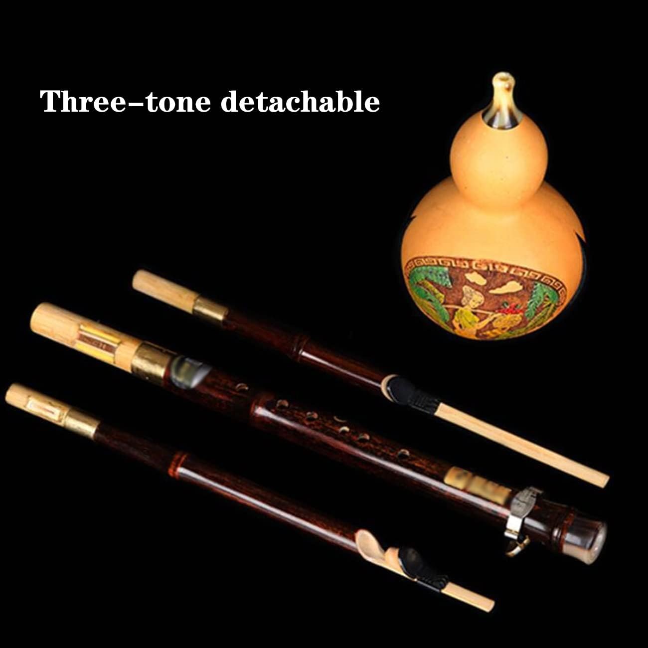 Hulusi for Beginners and Adults to Play C Flat B Three Wind Instrument Orchestra Playing The Gourd Flute Hulusi Musical Instrument with Box Durable Intonation (Color : Brown, Size : B-Flat)