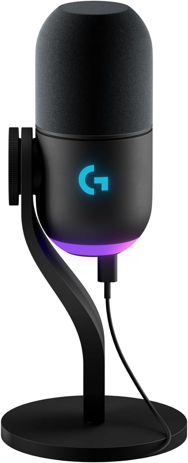 Logitech G Yeti GX Dynamic RGB Gaming Microphone, Podcast with LIGHTSYNC, Blue VO!CE, G HUB Control, Supercardioid, USB Plug and Play on PC/Mac - Black (Renewed)