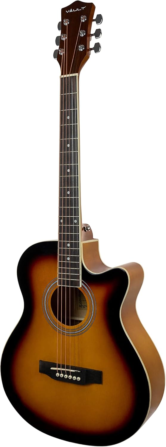 Vault EA-20 Full-Size Cutaway Acoustic Guitar - Sunburst Bundle with Gig Bag, Tuner, Picks, Strap, and String Winder