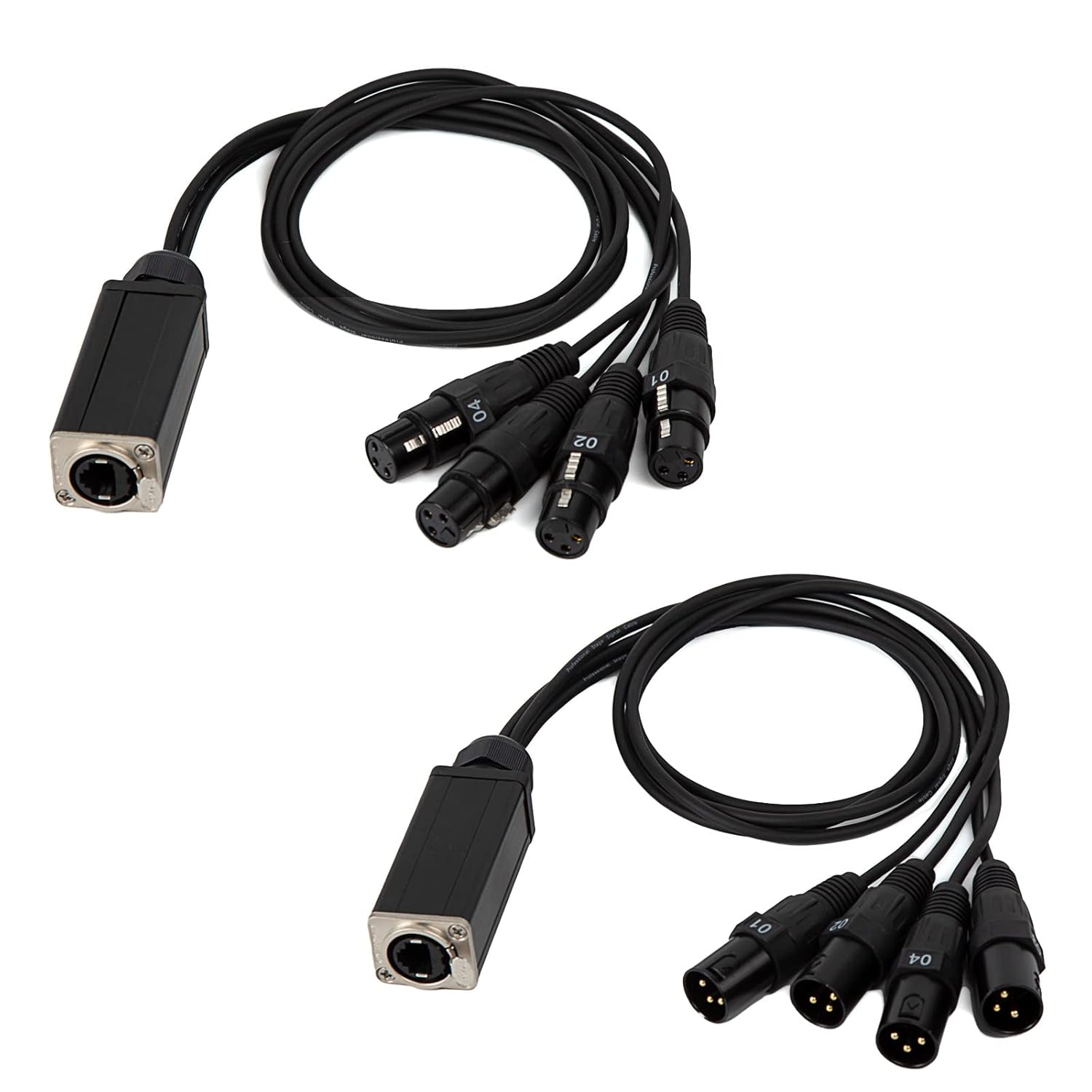 Jamesin 4-Channel 3-Pin XLR to Ethercon Snake Cable with Cat6 Shielding, 25FT